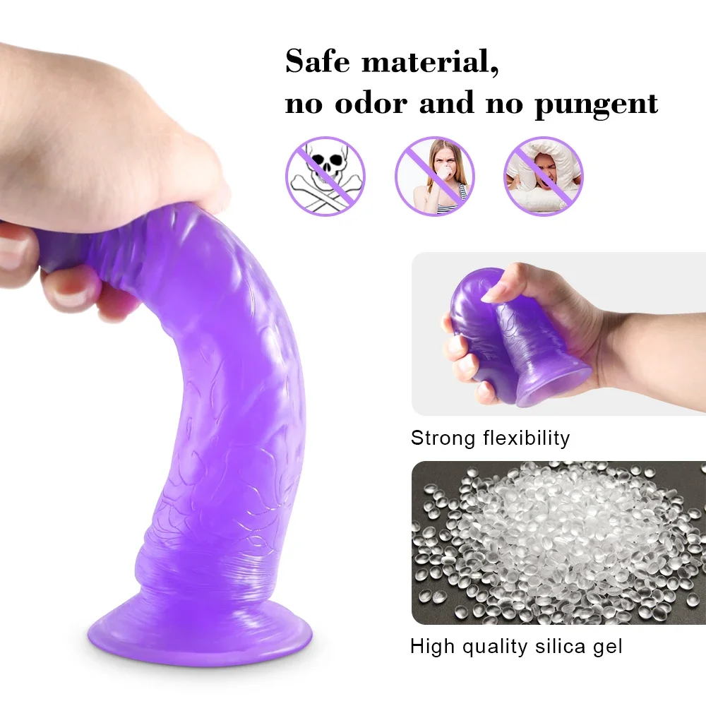 Gode réaliste pour femme, ventouse en MSI douce, plug anal anal, jouet sexuel en cristal, sans vibrateur, jouets sexuels, 600, 7.0