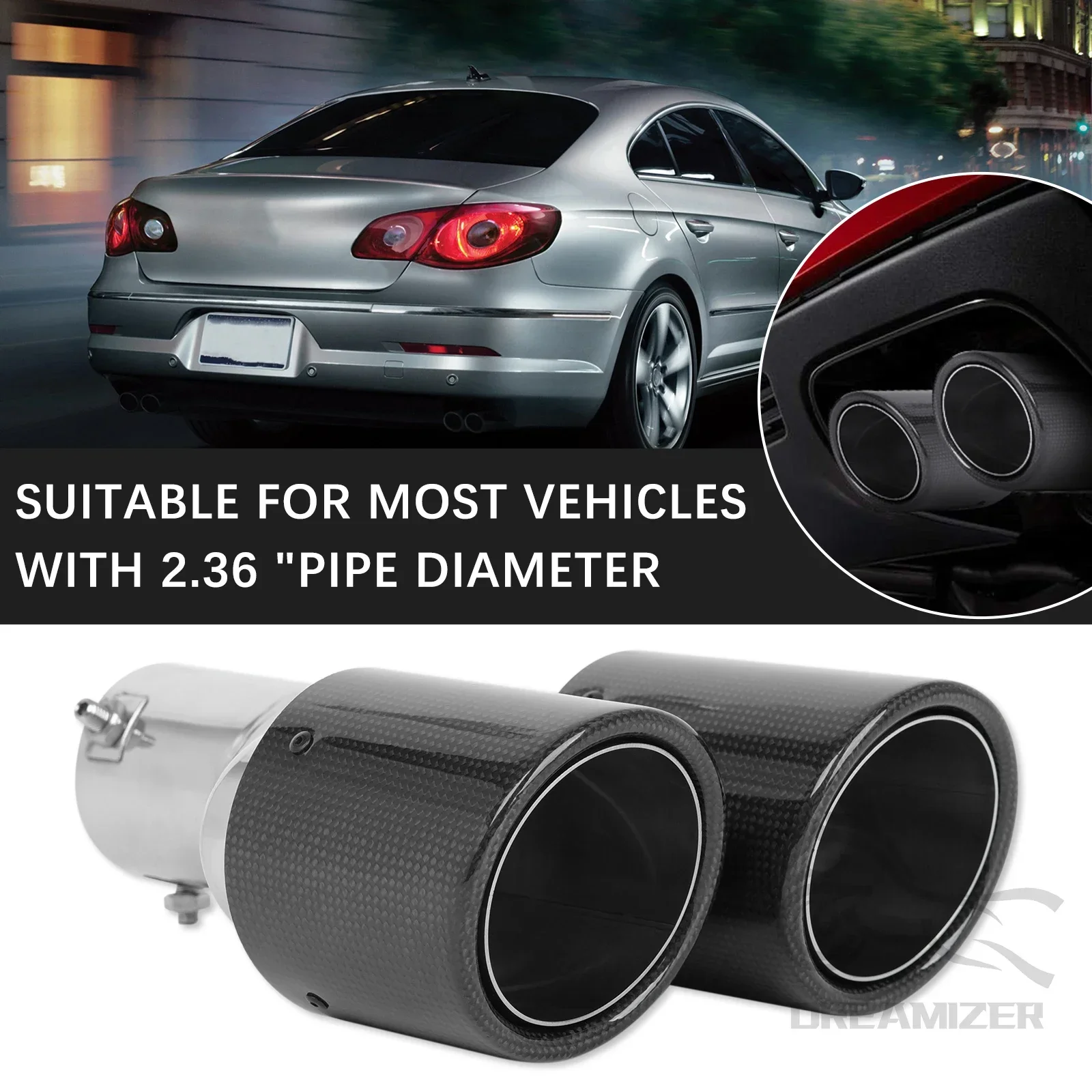 

Muffler Tip Y Shape Double Exit Universal Exhaust Tip Cars Accessories Mufflers Nozzle Car Decoration