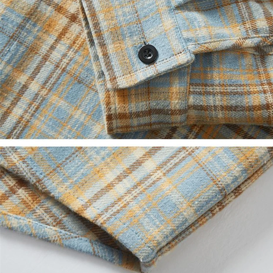 Spring Autumn Long Sleeve Plaid Shirts Jacket Men Fashion Casual Plaid Shirts Big Size 5XL