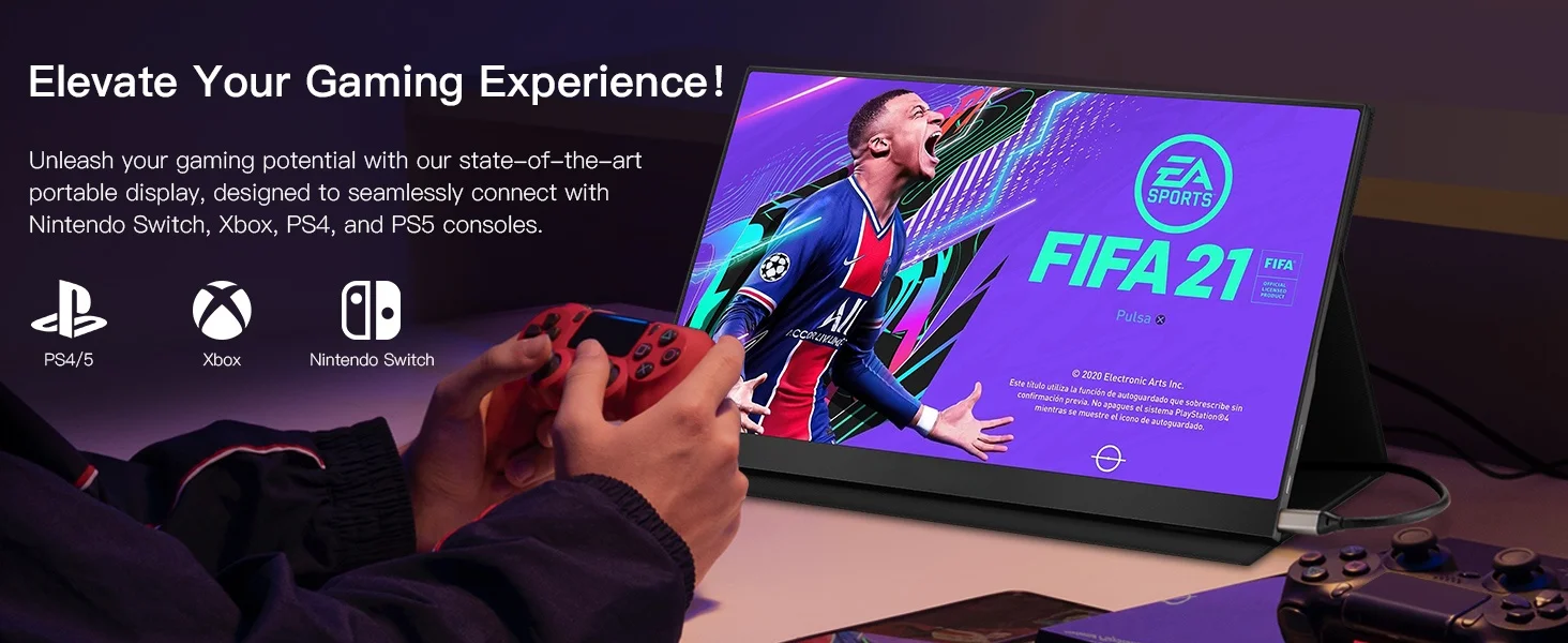 UPERFECT 15,6 Zoll LCD-Monitor Tragbarer ultradünner 1080P IPS FHD USB Typ C Display für Laptop Telefon XBOX Switch PS5 Gaming-Bildschirm – Detail 9