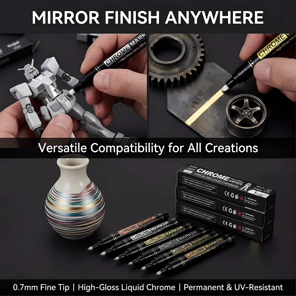 

1/5 шт. хромированные маркеры для зеркальной поверхности, водостойкие, быстросохнущие, для металла, стекла, камня, для поделок, рисования моделей, творчества, товаров для дома
