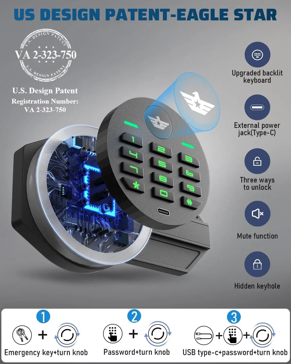 1.7 Cub Safe Box, Home Safe with Digital Keypad and Dual Alarm System, Money Safes box With Mute Function and LED Light, Safes w