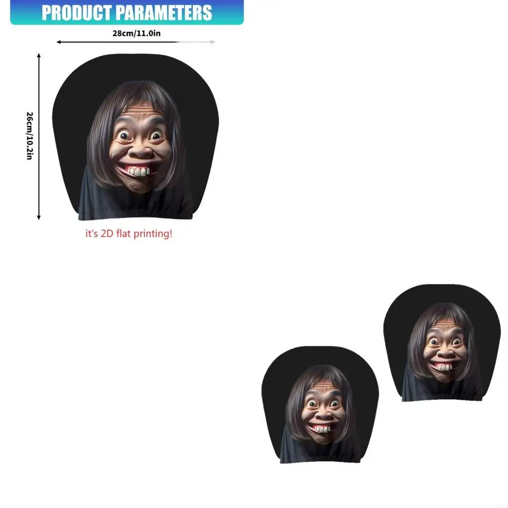 F1CF Comical Car Headrest Covers Unique Portrait Prints Soft & Breathable Polyester Universal Size Simple to Clean for Auto