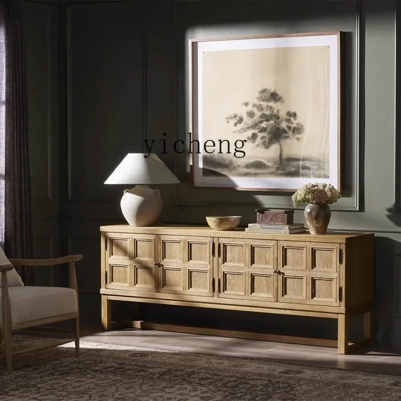 Solid Wood Dining Side Cabinet Retro Entrance Living Room TV Cabinet Against The Wall Storage CabinetD18