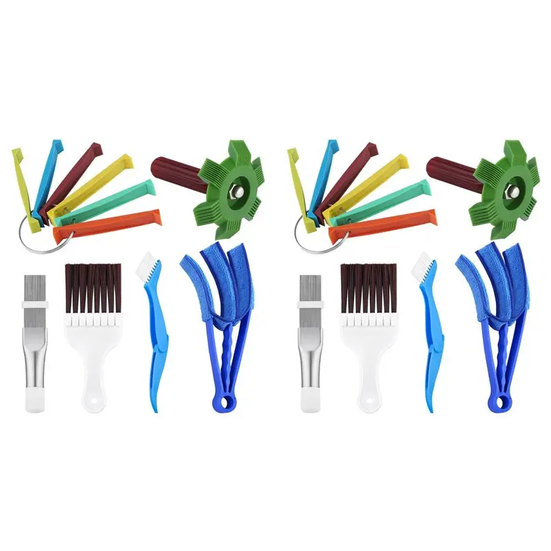ABZA-12Pc Air Conditioner Fin Cleaner Set,FCR6 Fin Comb Condenser,Air Outlet Cleaner Evaporator Radiator Repair Clean Tool