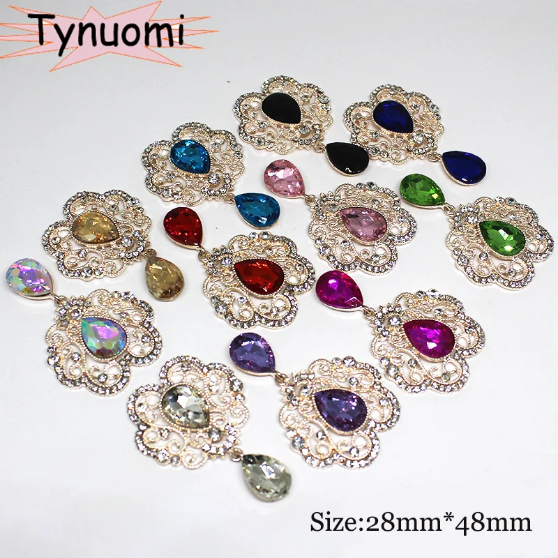 

Fashion 28*48MM 10PCS Rose gold Rhinestone Button Wedding Wine Glass Decoraation Clothing Metal Brooch DIY Crafts Accessories