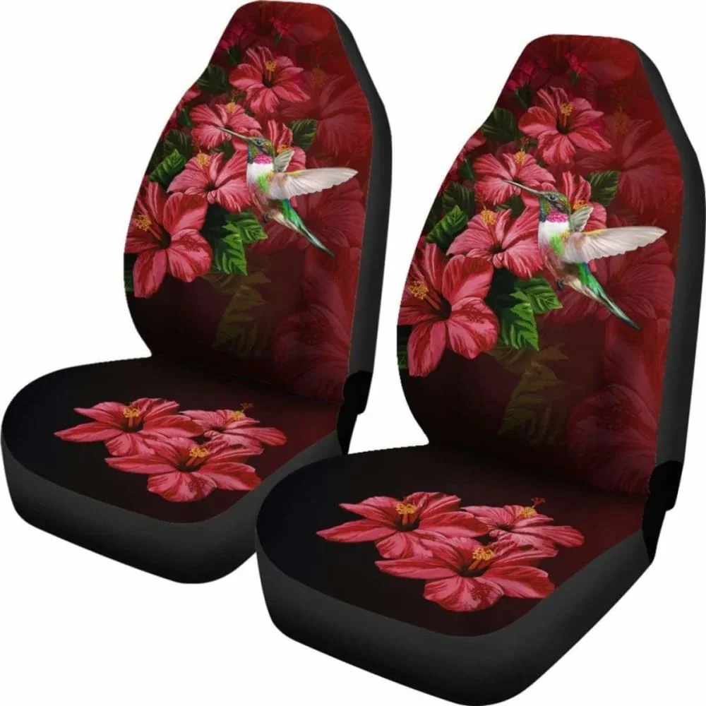 Hawaii Red Hibiscus Humming Bird Car Seat Covers,Pack of 2 Universal Front Seat Protective Cover