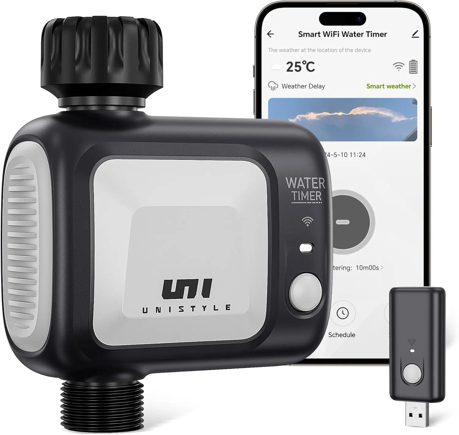 

WiFi Sprinkler Timer, Programmable Smart Irrigation Controller with Rain Delay, Auto & Manual Mode for Outdoor Garden, Lawn, Pat