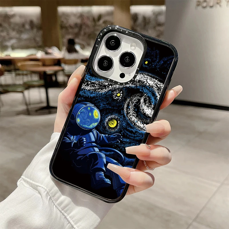 Astronauta galáxia silicone caso claro para iphone 11 12 13 15 16 pro max 15plus carregamento magnético sem fio capa macia à prova de choque
