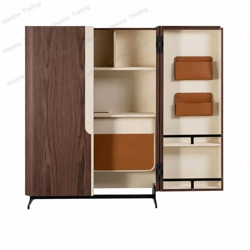 writing desk study Solid wood double door folding bookcase