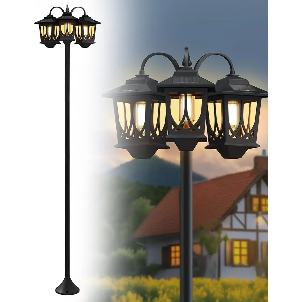 

73" r Lamp Post Light Outdoor Waterproo- 3-Pole Lights 90LM Auto On/O Dusk to loor Lamp or Patio, Garden, way,Replaceable Bulb,