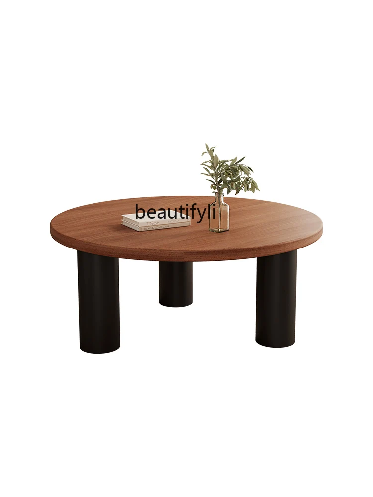 

Simple Shape Living Room Home round Solid Wood Small Coffee Table Modern Designer Dining Table New Zealand Pine Small Apartment