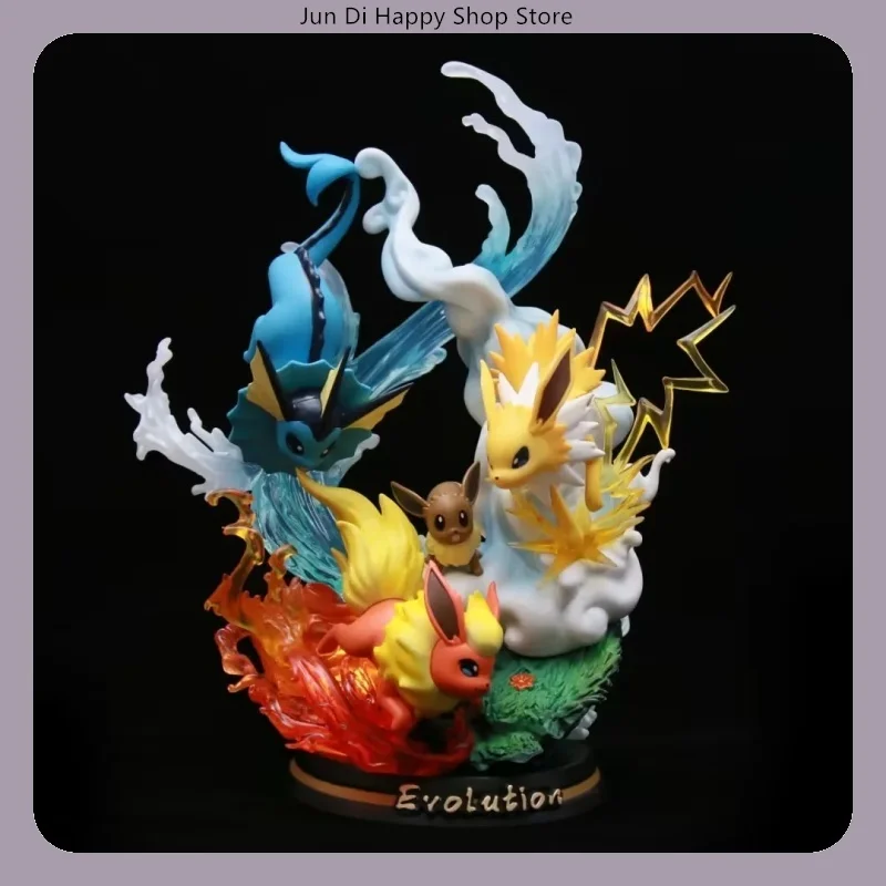 

29CM Eevee Water Fire Electric Scene Glow Version Anime Figure Model Statue Collection Desktop Decoration Ornament Toys Gifts