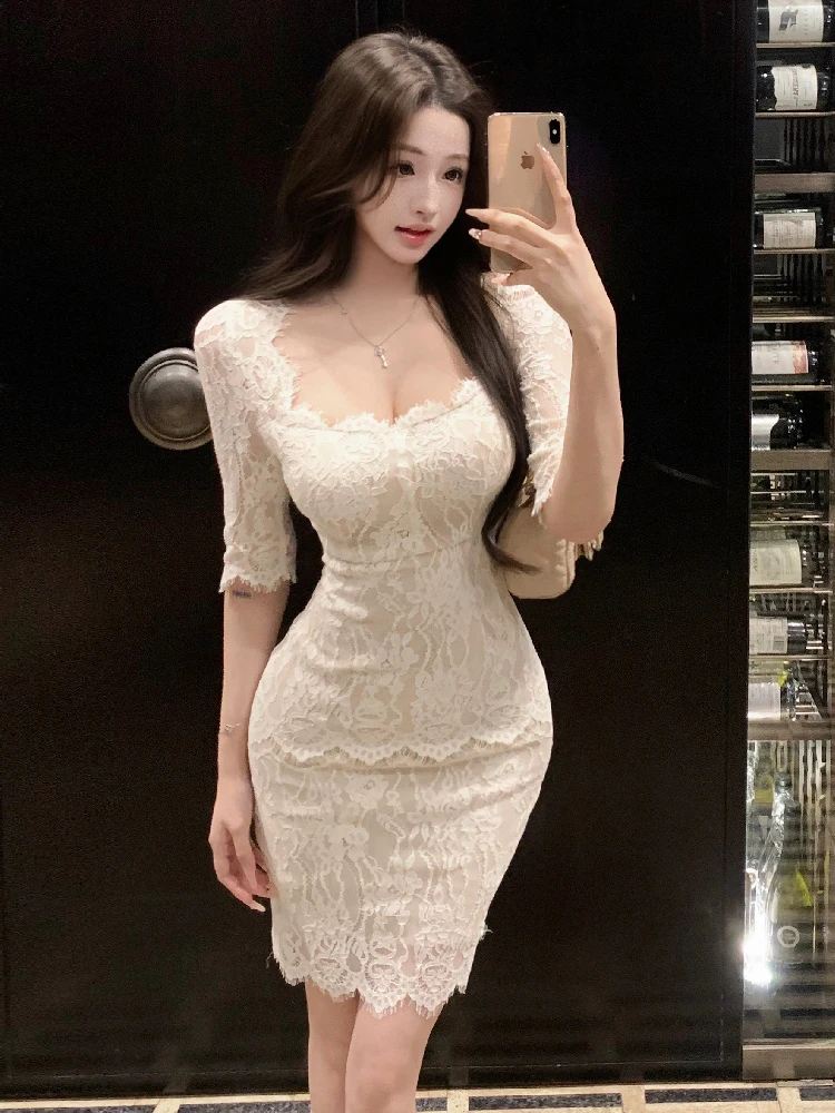 

Ele Low Cut Lace Midi Sve Dr Сексуальная облегающая юбка с высокой талией Pure Desire Sle ort Dr с поясом
