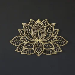 Iwa Motif Radiant Mandala Metal Wall Embellishment Lotus Bloom Peaceful Room Decor Bohemian Zen Patio Trimming Gift for Home