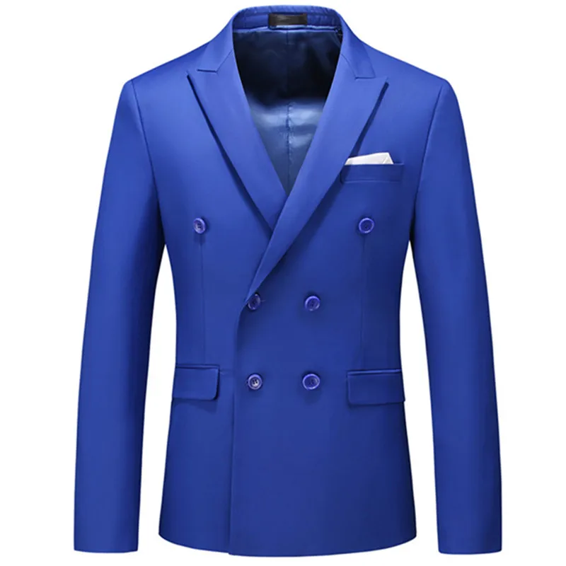 Plus Size 6XL-M Mens Double Breasted Blazer Classic New Solid Slim Fit Suit Jacket Formal Office Business Wedding Casual Blazers