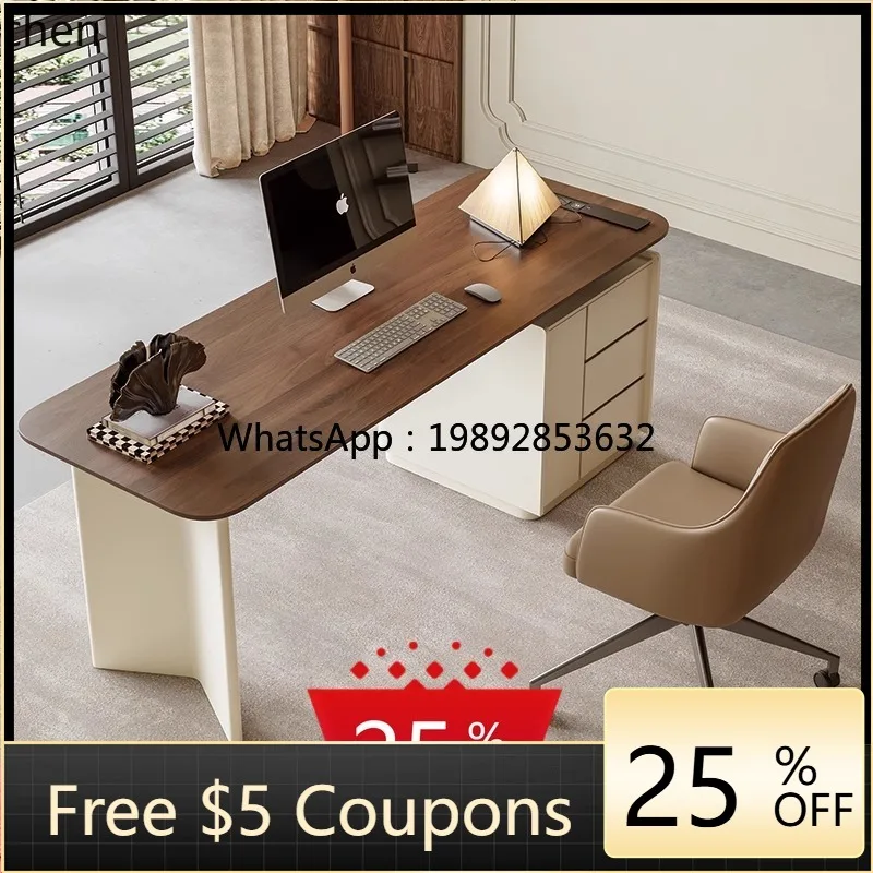 solid wood desk light luxury desk simple high-end retro writing desk computer table