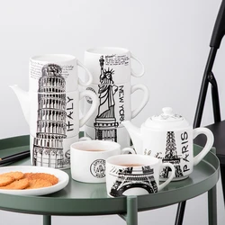 Ceramiczny kubek do kawy Big Ben The Eiffla Tower, 2 kubki do kawy, kubek na mleko, piękny prezent, prezenty na przyjęcie, zestaw 3 sztuk