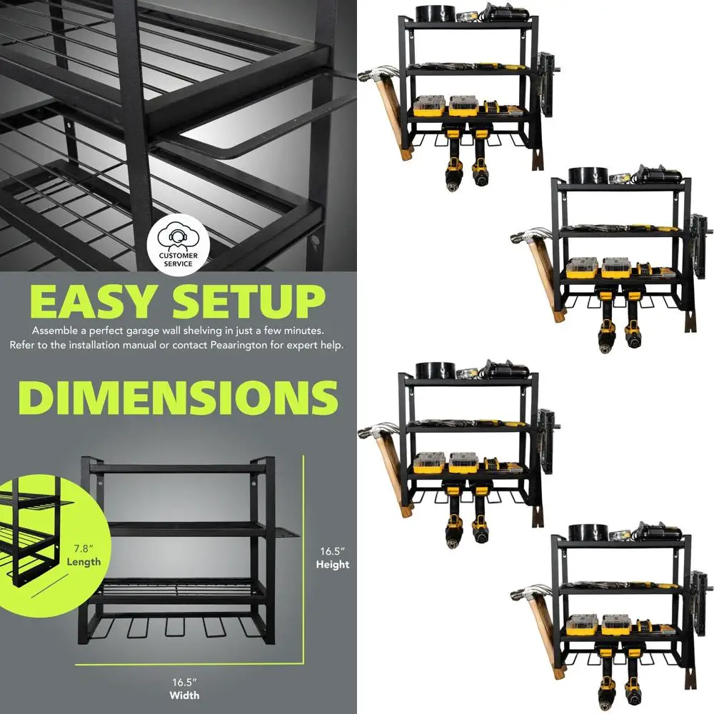 

Настенный органайзер для инструментов из черного металла, 4-ярусный, 2 шт., для гаража, с держателями для отверток, плоскогубцев и молотка