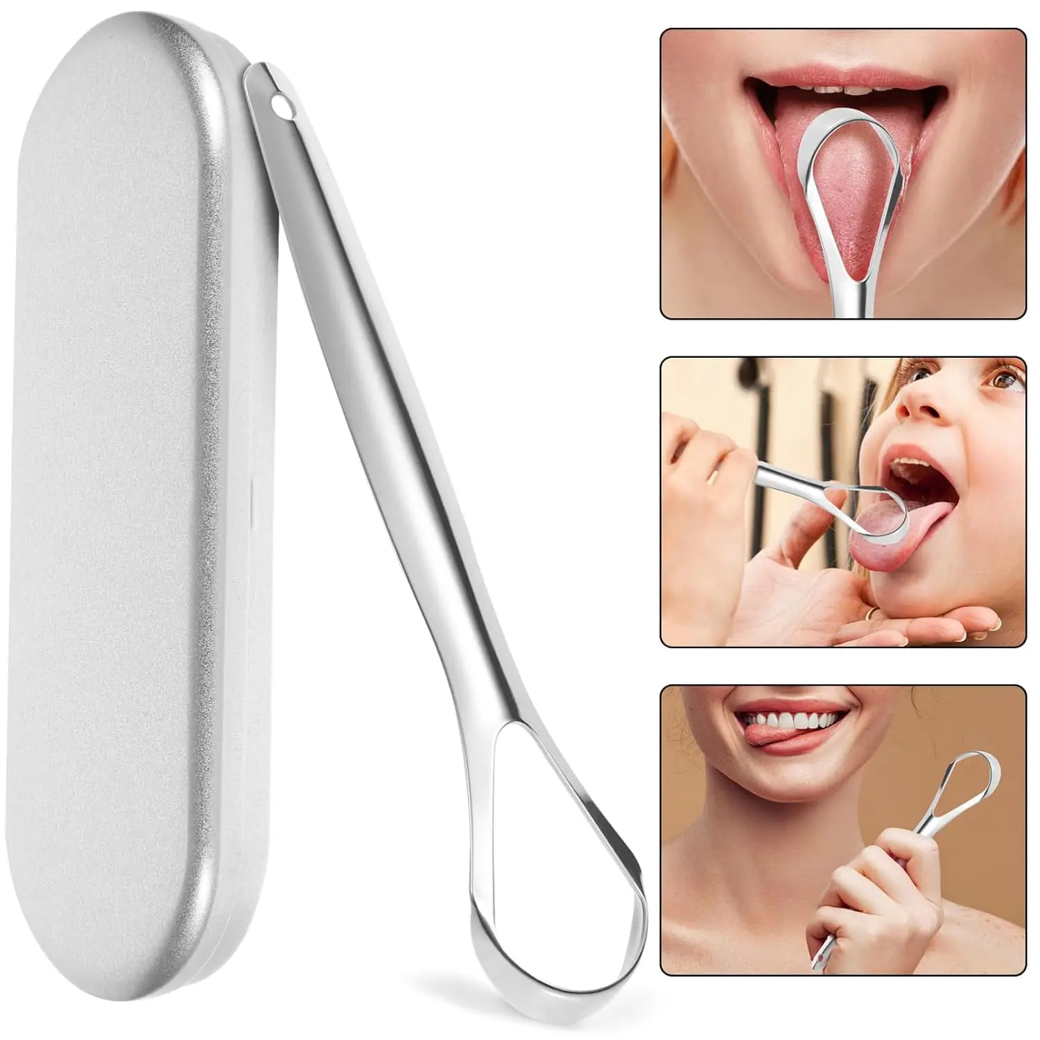 2pcs Stainless Steel Tongue Cleaners Gum Tongue Scraper for Adults Boys and Girls Tongue Care Tools Metal Tongue Scrapers family