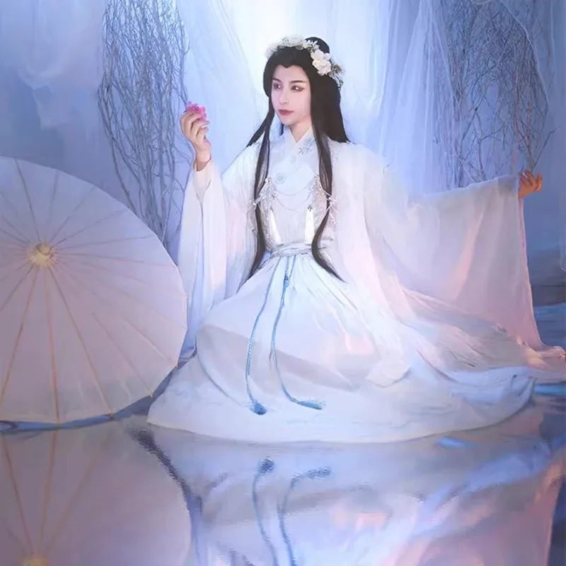 Disfraz de Cosplay sisi 2233Xie Lian, Anime Tian Guan Ci Fu Xielian, ropa antigua inmortal blanca, tela Shen Lanzhou Han Chu Wanni