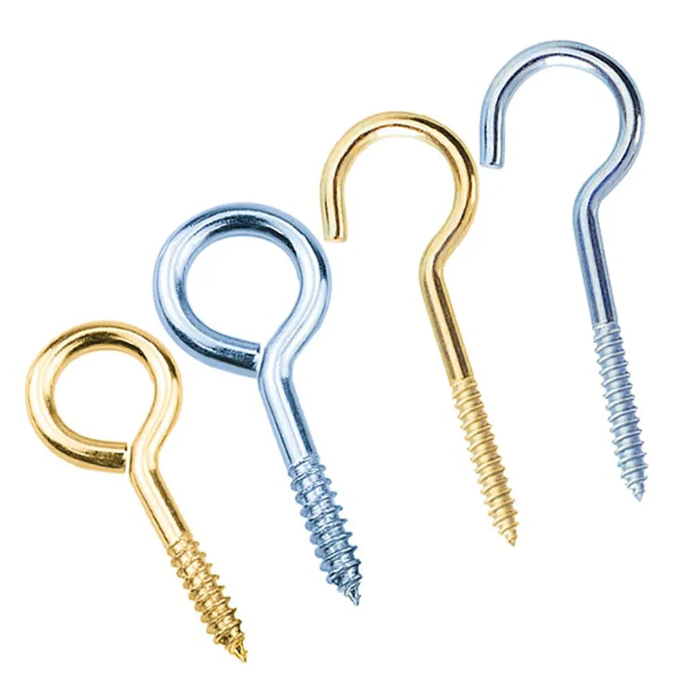 1set Wood Securing Light Heavy Duty Nickel Plated Self-tapping Screw Question Mark hook Sheep Eye Hook Screws Set  Eyelet Hooks