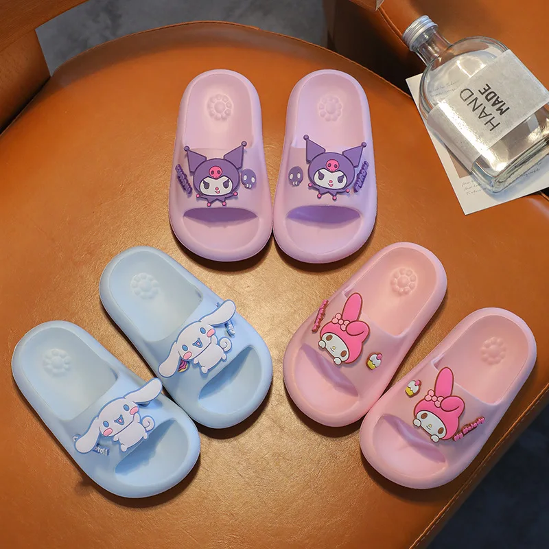 

Hot Sanrio Girl My Melody Kawaii Fashion At Home Slippers Student Summer Non-Slip Wear-Resistant Child Flip-Flops New Style