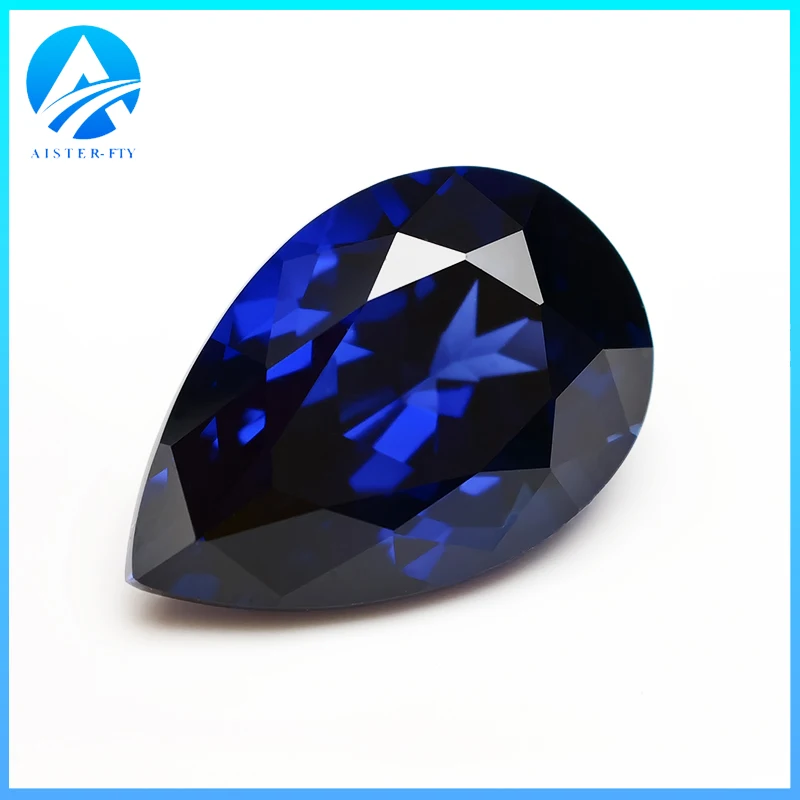 

Top Lab Grown Sapphire Gemstone Pear Cut Royal Blue Synthetic Sapphire Gems Loose Stone Select AGL Certificate