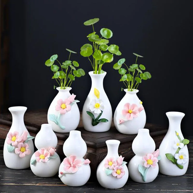 Handmade Pinch Flowers Vase White Porcelain Hydroponics Flower Plant Vase Flower Arrangement Desktop Ornaments Home Decoration