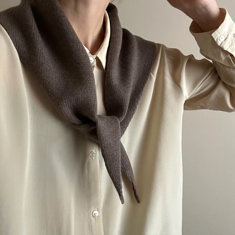 100% الصوف الأسترالي محبوك مثلث وشاح شال المرأة الخريف الشتاء الدافئة حماية الرقبة وشاح الزخرفية وشاح صغير #2