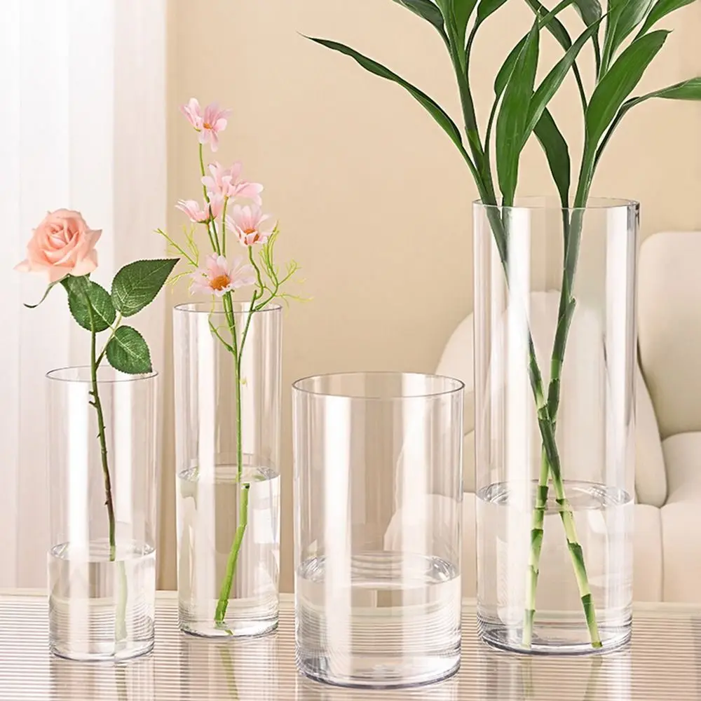 Hydroponic Plants Acrylic Cylinder Vase Fresh Flowers Shatterproof Tall Rustic Clear Vases Durable