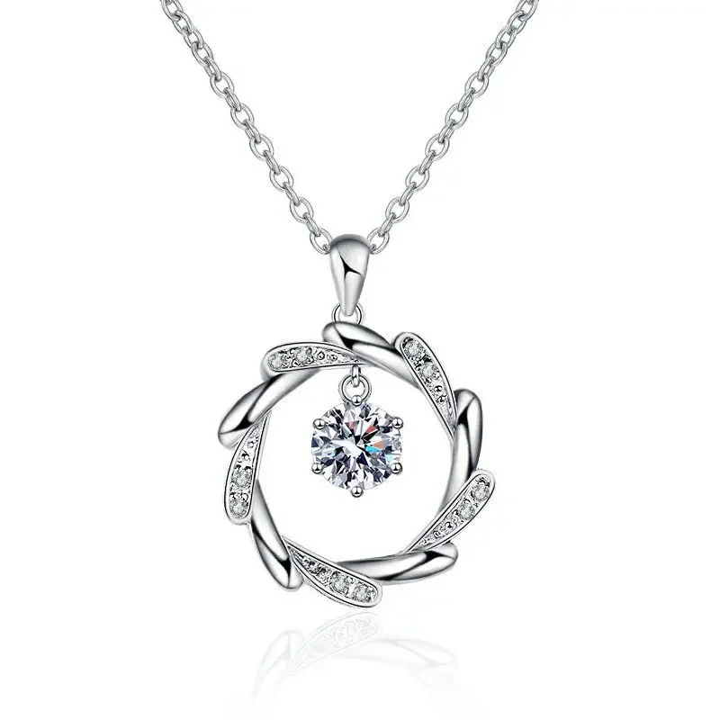 Luxury 925 Silver Necklace Pendant Shining Zircon for Women Wedding Sterling Silver Jewelry Engagement Charm Party Gift royal