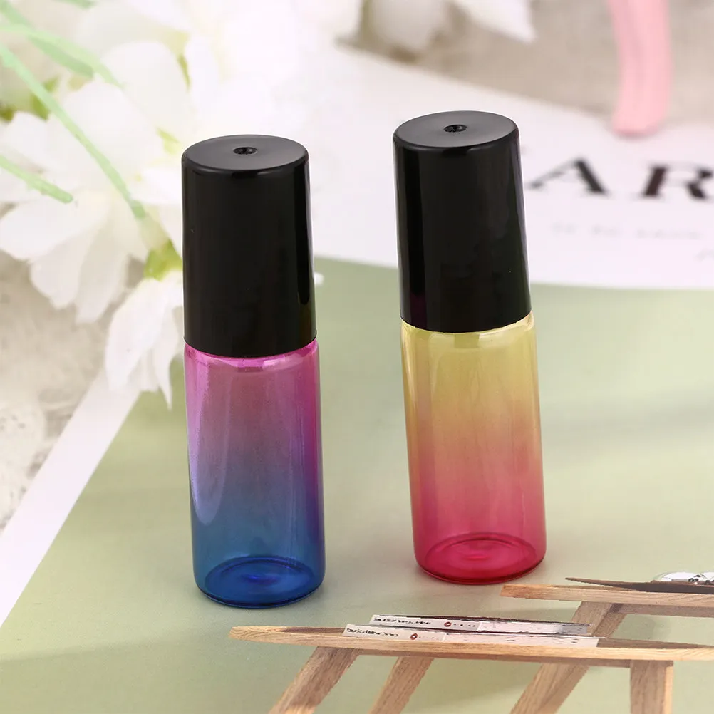 

5Pcs 5Ml Roller Bottles for Oils Glass Gradient Color Essential Oil Perfume Synthesis Essence Roll on Bottles Travel Purse