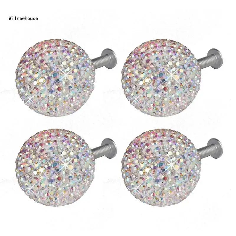 

4Pcs Drawer Pulls Rhinestones Dressers Knob Cupboard Handle Fashion Furniture Decorative Handle Simple Cabinet Pulls Dropship