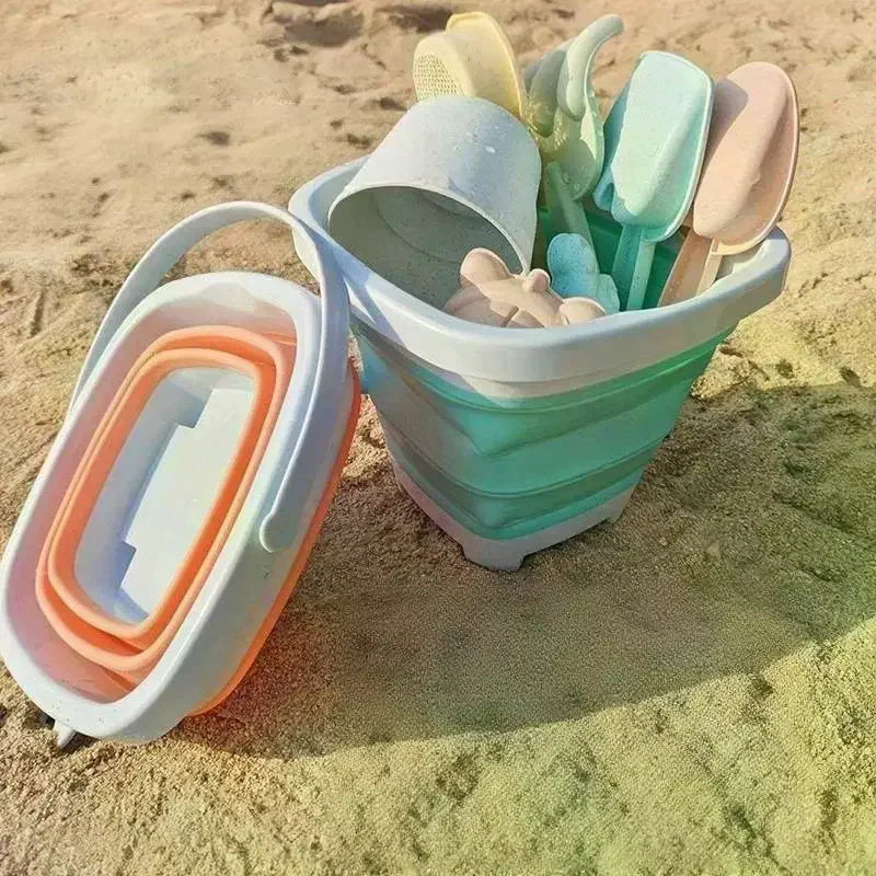 Beach Sand Play Water Set Folding Bucket Summer Outdoor Fishing Camping Tools Car Washing