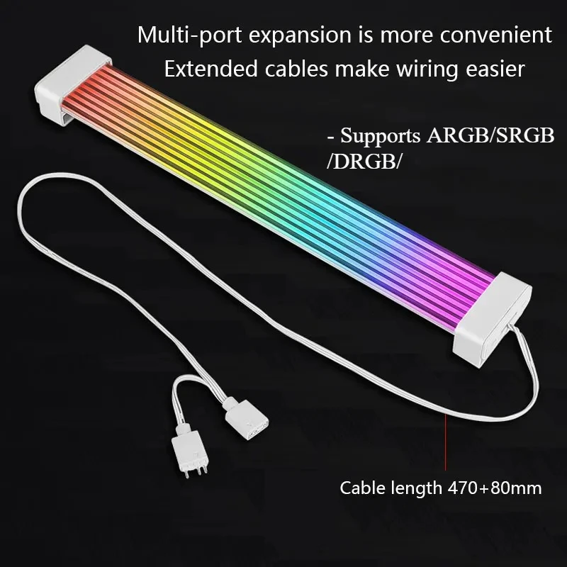 لوحة إضاءة ARGB قابلة للانحناء غير متزامنة، مناسبة لبطاقة الرسومات 24pin/8pin/2x8pin/12VHPWR/شريط إضاءة مزخرف للوحة الأم