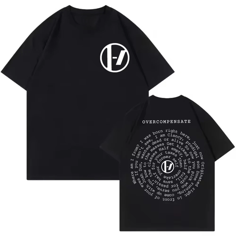 T-shirt à manches courtes et col rond pour homme, avec impression de paroles de chanson Twenty One Pilots Overcompensate, nouvelle collection 2026