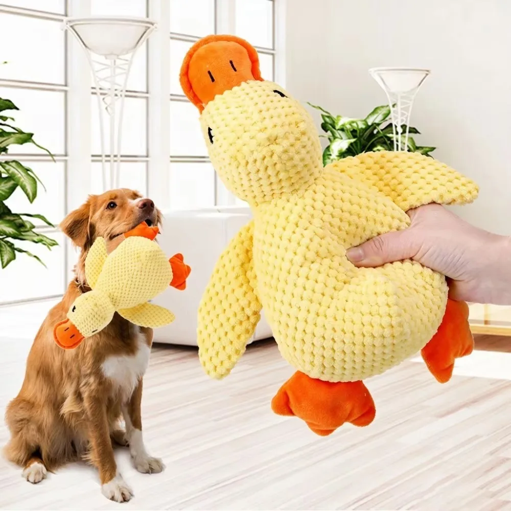 Sleeping Duck Plush Dog Toy, Bite Resistant Squeaky Teeth Grinding Toy, Stress Relief Companion Sleep Toy for Small & Large Dogs