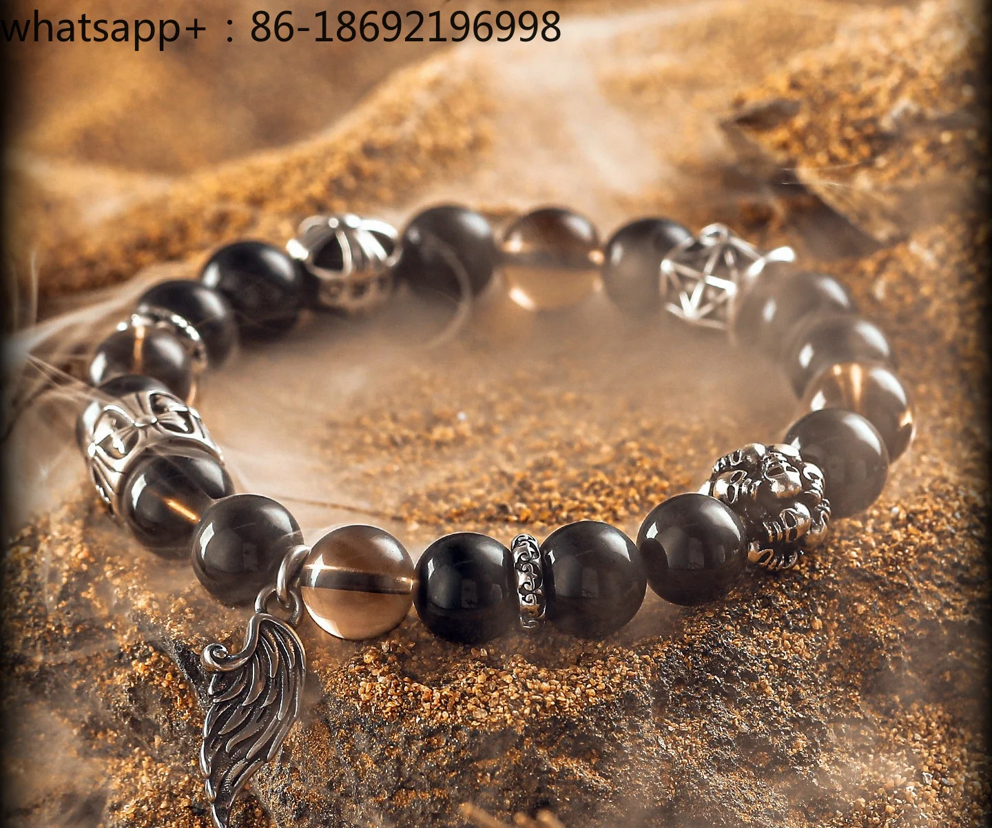 [Fallen Angel] Original niche obsidian bracelet men's high-end crystal bead bracelet