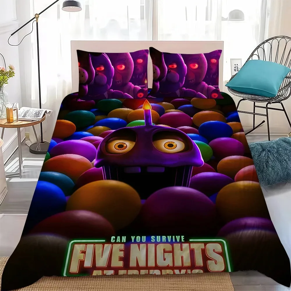 Juego de Funda de Edredón Five Nights At Freddy's, Ropa de Cama de Estilo Hogareño, Algodón Suave, Juego de 3 Piezas, Regalo para Dormitorio Estudiantil