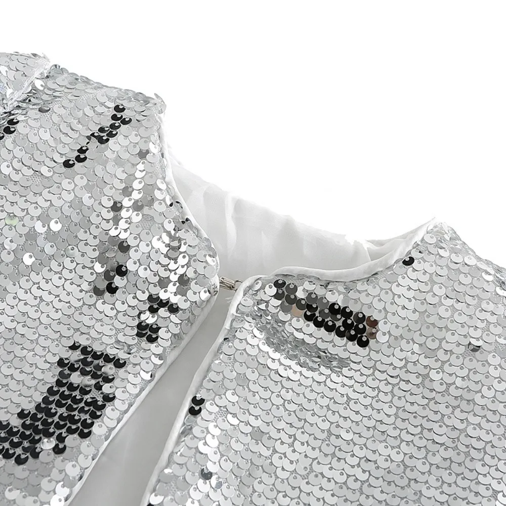 2025년 봄 아동복 겉옷 - 호스트, 모델 및 캣워크 공연을 위한 반짝이는 스팽글 숄