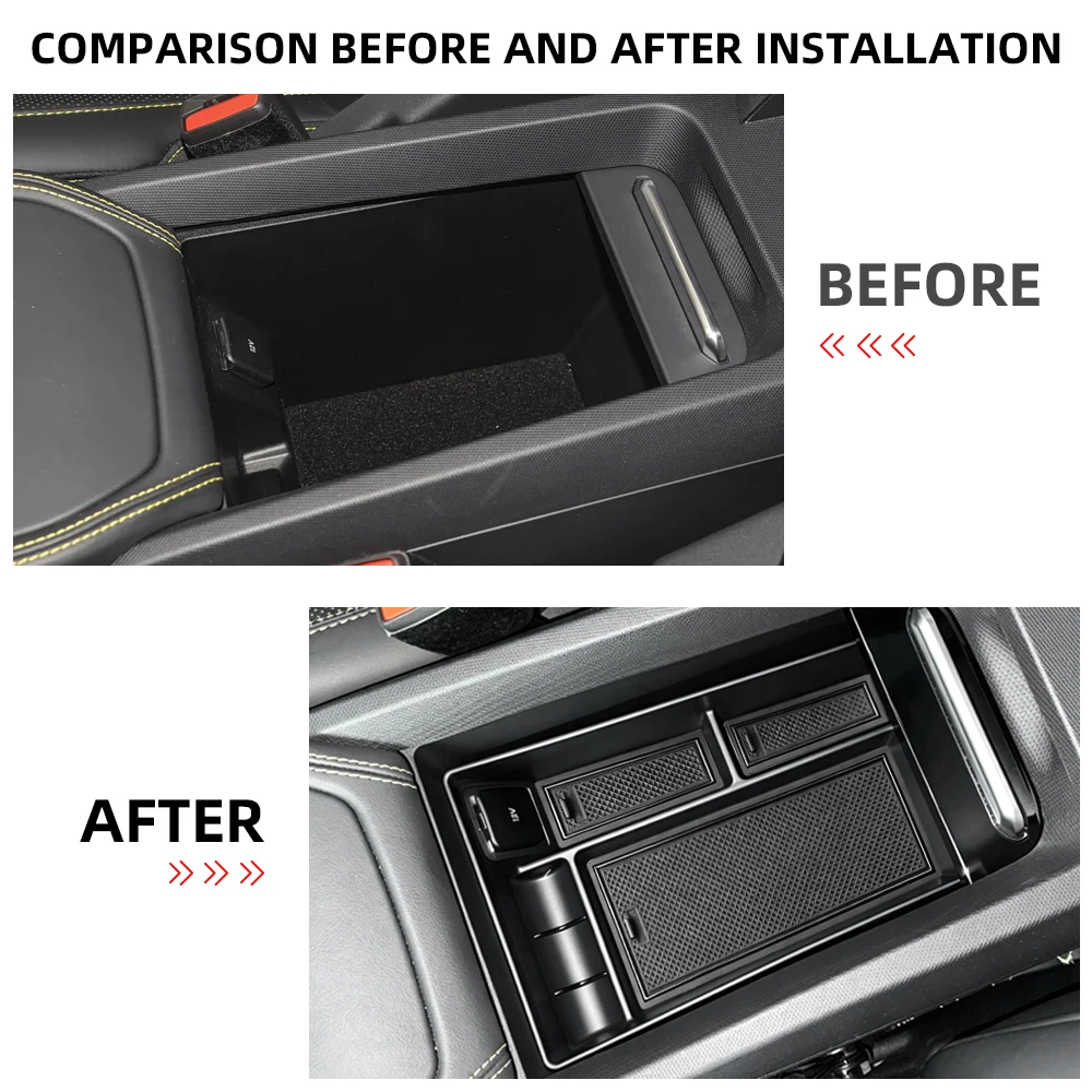 Car Center Console Armrest Insert Organizer Tray for Ford Mustang Mach-E 2021‑2026 Interior Storage Box Partition Holder Plate