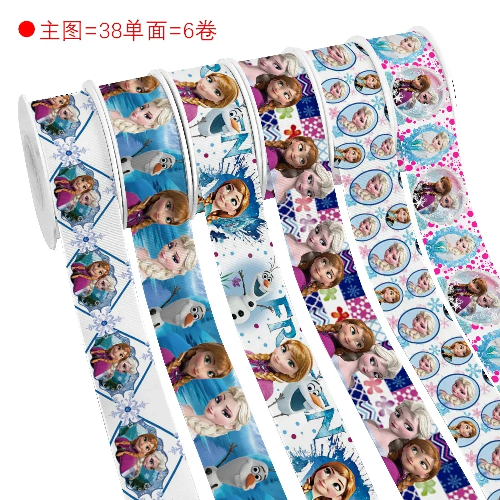 Mini Disney Princess Elsa Frozen Series Grosgrain Satin Ribbon Custom For Cheer Bows DIY Materiały Nakrycia głowy 10 jardów