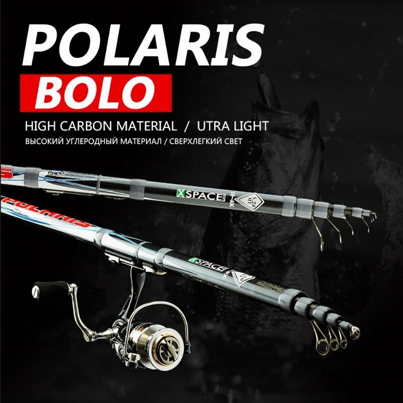 

BIGBIGWORLD polaris 3.8/4.5/5.2M High carbon Travel Ultra Light Spinning float fishing 10-40G Telescopic Fishing Rod Bolo