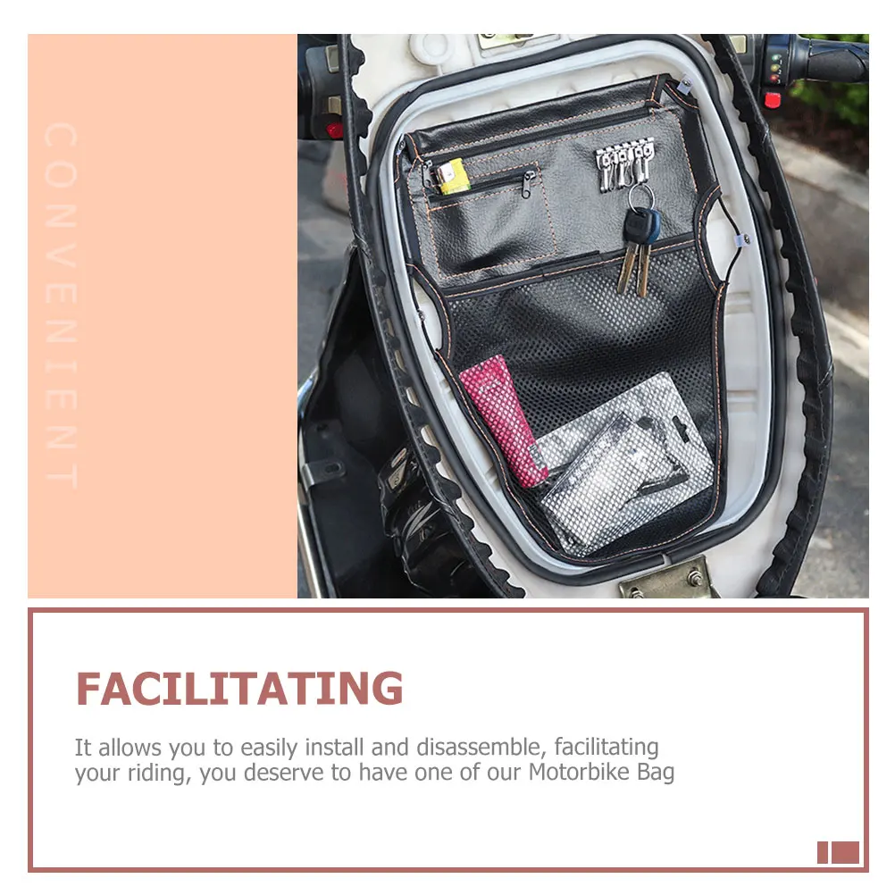 

Motorcycle Motorbike Under Seat Storage Pouch Scooter Organizer Tool Bag For Daily Commuting Large Capacity Durable Pu Metal