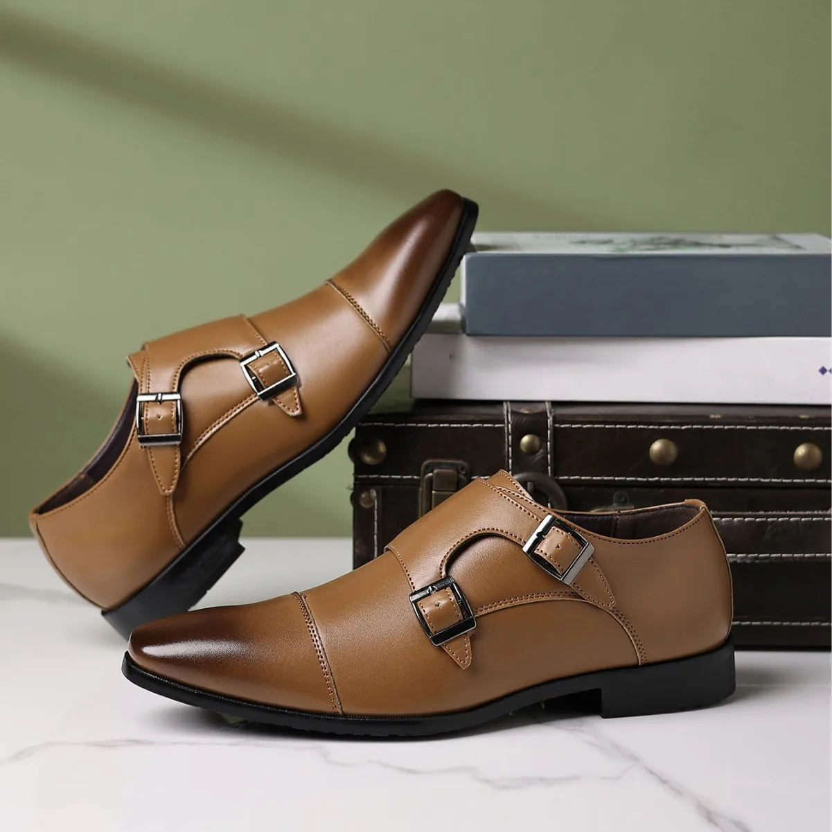 Men Sharp Pointed Loafers Formal Business Flats Leisure Office Leather Casual Shoe Retro Man Comfortable Walking Shoes Moccasins