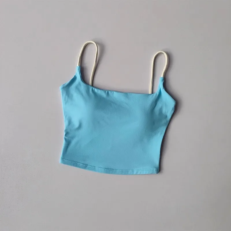 Gilet sportivo da yoga sexy senza schienale da donna, reggicalze a contrasto con coppa fissa in un unico pezzo, bellissimo reggiseno fitness per l'abbigliamento attivo