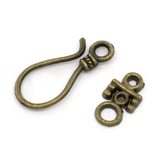 DoreenBeads Handmade przetyczka klamry hak antyczny brąz kolor Metal Charms DIY dokonywanie naszyjnik bransoletka biżuteria ustalenia, 50 zestawów