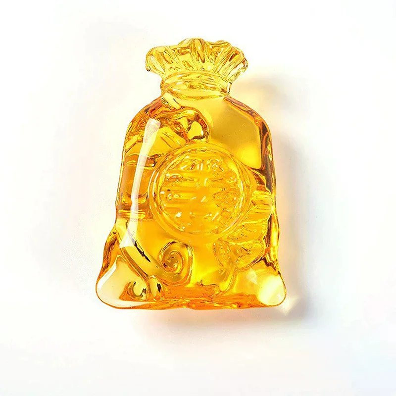 Citrine Money Bag Figurine Feng Shui Crystal Crafts Coin Lucky Ornament Office Living Room Table Decoration Glass New Year Gift