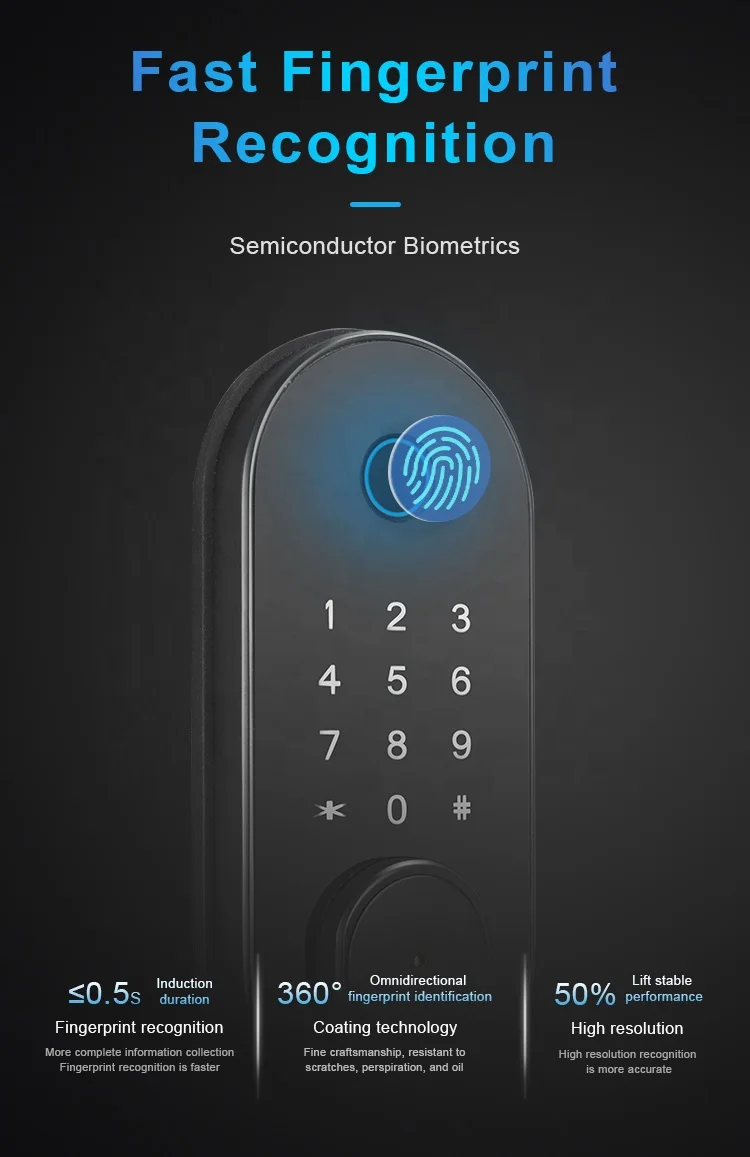 TTlock Fingerprint Password Smart Deadbolt Lock Keyless Wood Digital Lock Door Nfc Rfid Key Card App Smart Electronic Door Lock